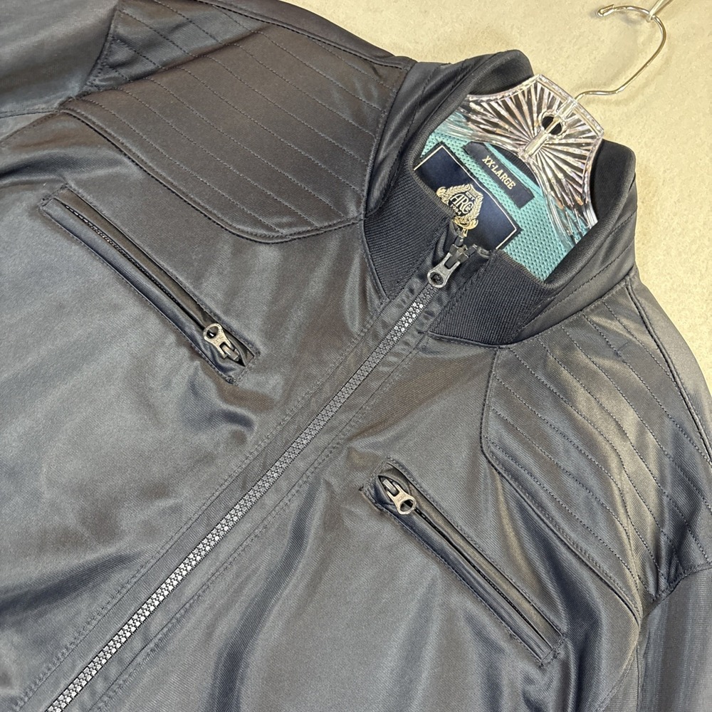 American Rag Black Sateen Full Zip Bomber Jacket Men's XX-Large‎